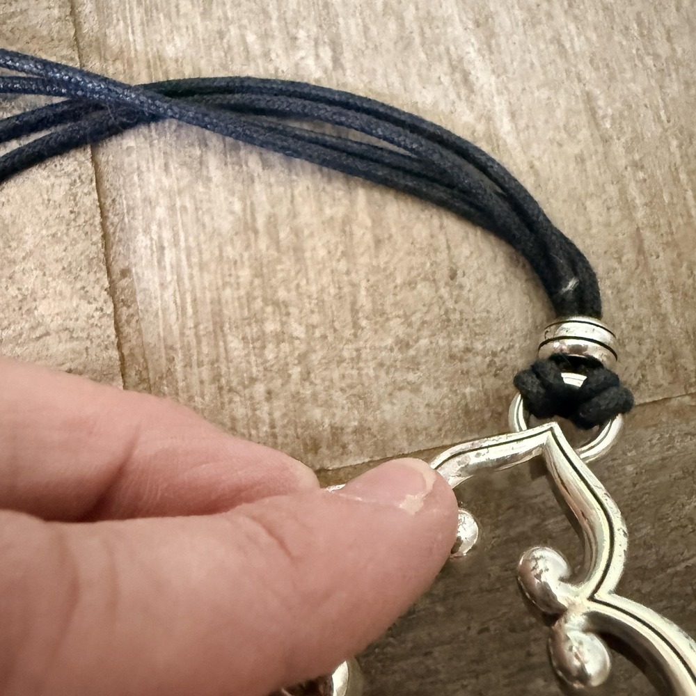 Brighton Clover Pendant Necklace Leather Cord Silver Tone Womens Lobster Clasp - Picture 7 of 10